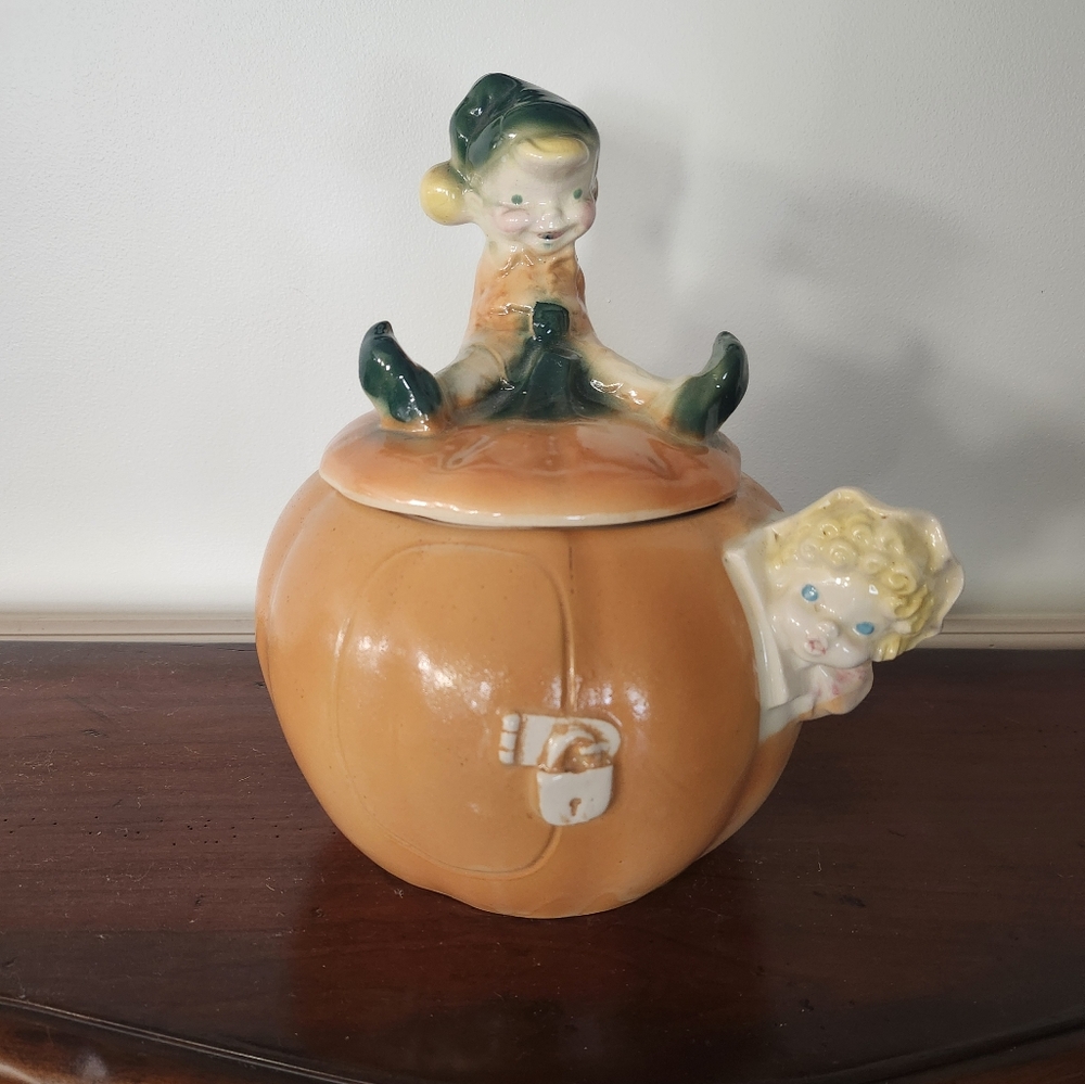 Vintage Peter Peter Pumpkin Eater Cookie Jar By Brush 1960s